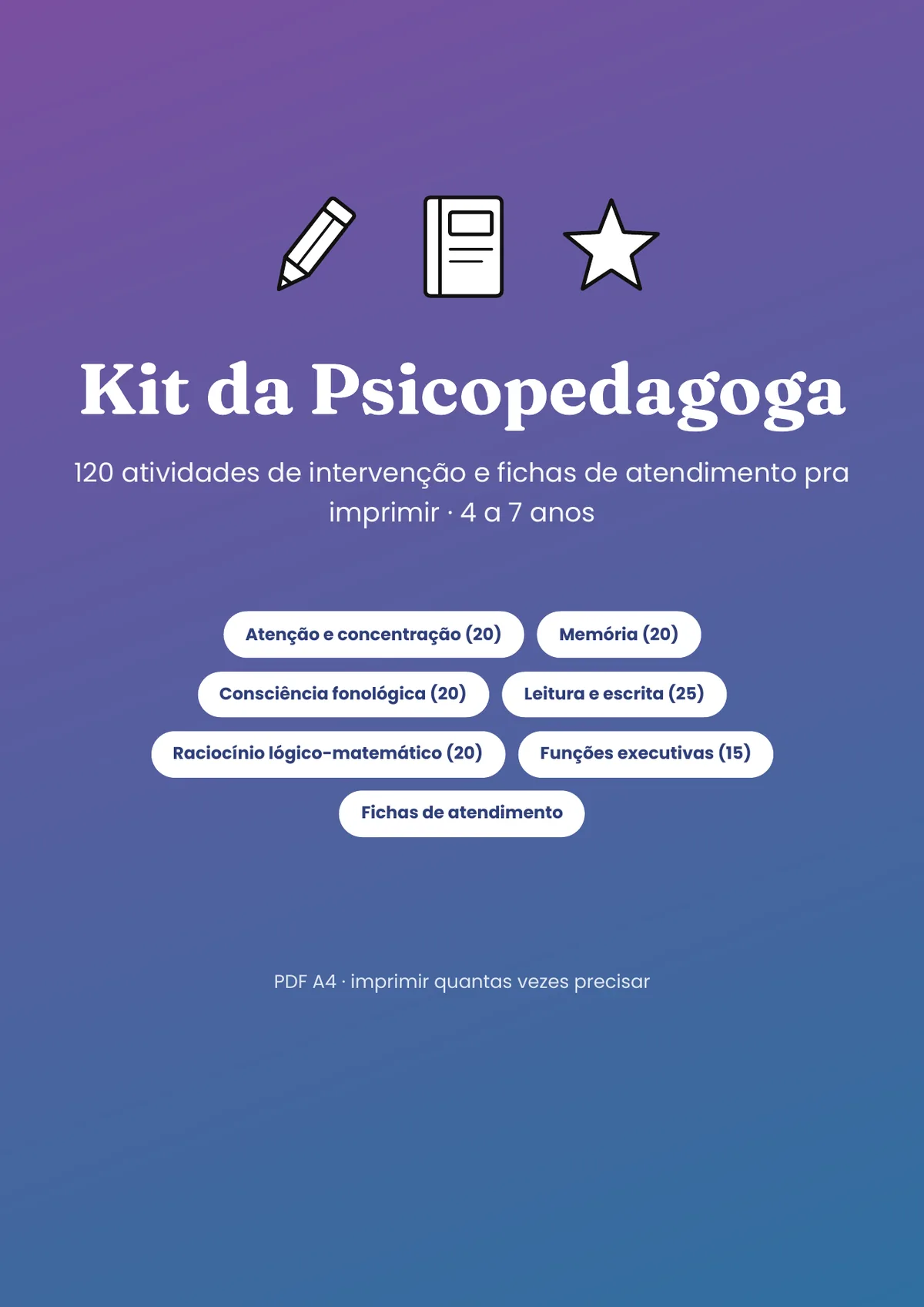 Capa real do PDF Kit da Psicopedagoga