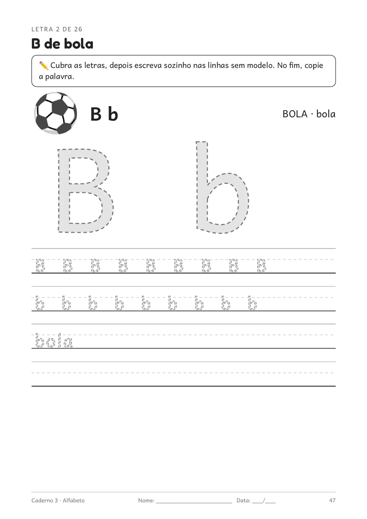 Página real do PDF Kit Alfabetização: caderno 3, alfabeto
